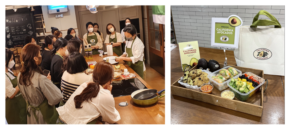 Celebrity chef Young Bin Kim demonstrating a recipe for the 30 attendees at the in-person cooking class