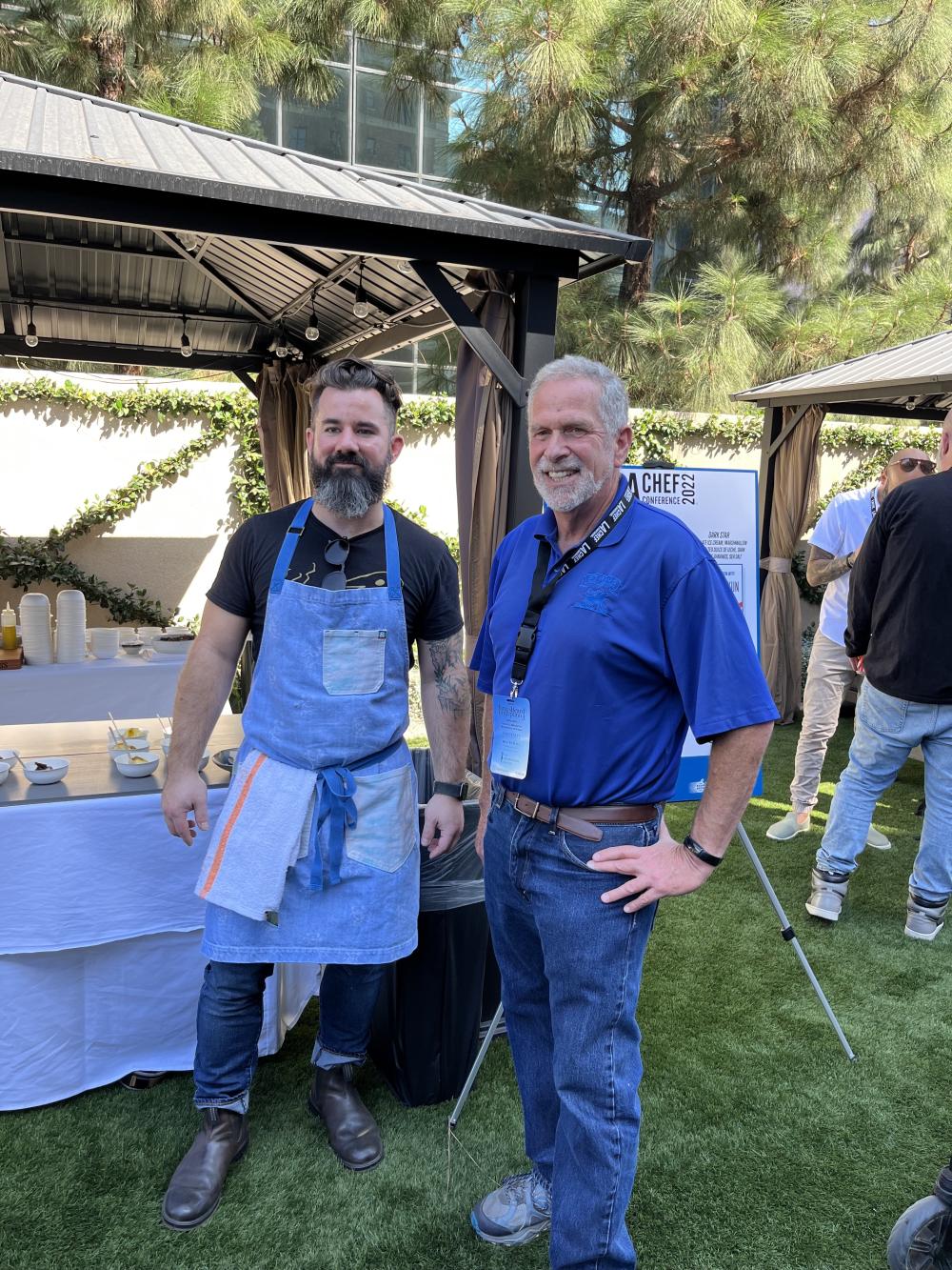 Chef Brad Ray and LA Chef Con organizer Brad Metzer in front of the California Avocado Commission’s sponsored table serving plant-based ice cream — one of the most popular items during the lunch.