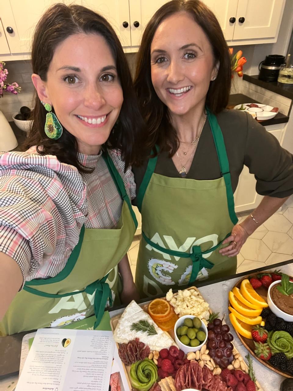 CAC’s hosts showcased California avocado-branded aprons, which are available for purchase at Shop.CaliforniaAvocados.com, alongside their completed charcuterie boards.