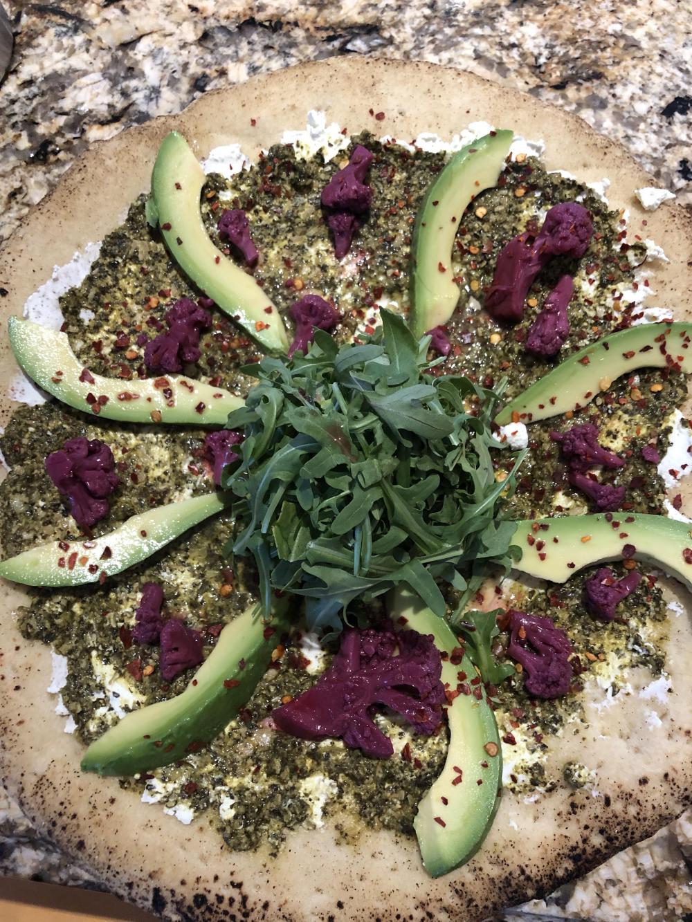 One of the menu concepts shared with foodservice chain decision makers was the Vegan California Avocado Pizza with Kale-Cashew Pesto.