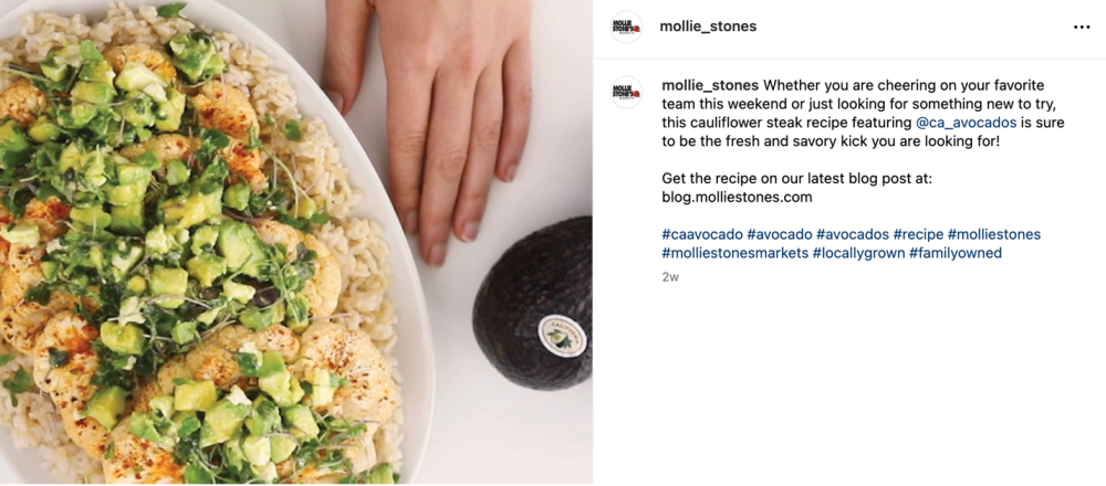 Mollie Stone’s Markets posted a delicious recipes video featuring California avocados on their Facebook and Instagram channels.