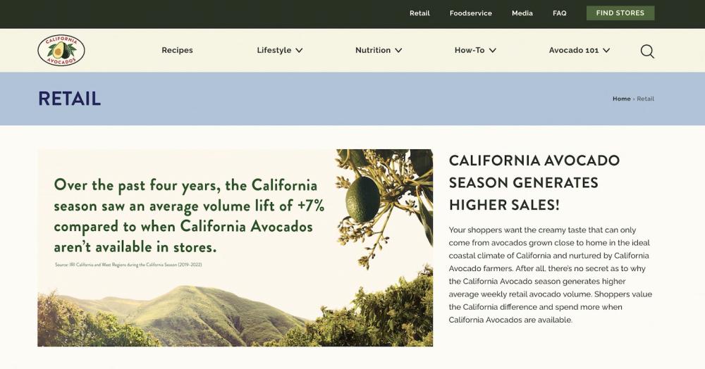 The Commission’s retail webpage demonstrates the value of stocking California avocados in season.