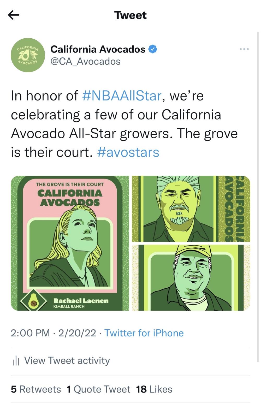 The Commission celebrated some of our amazing All-Star California avocado growers in honor of the NBA All Star 2022 game.