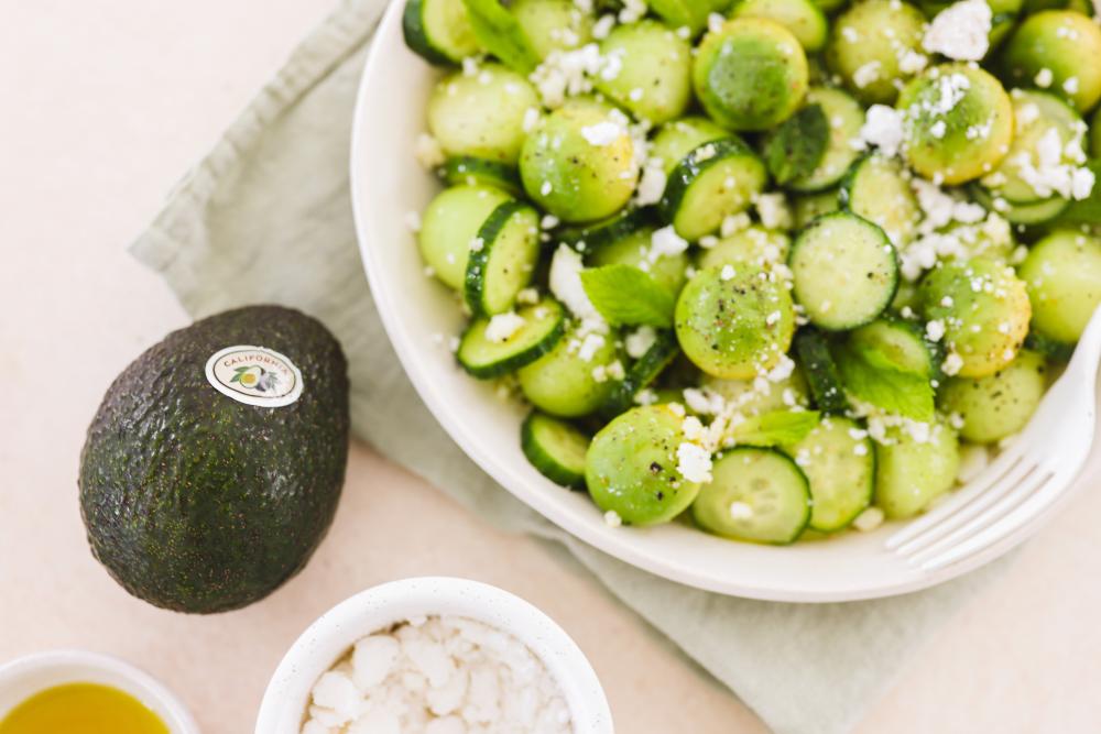 Remy Park created a unique salad combining fresh fruit, California avocados, mint and vegan feta.