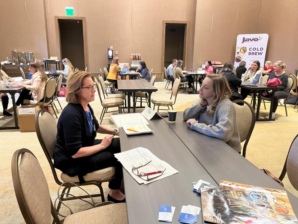 Ann Rolke, part of CAC foodservice team, discussed upcoming articles with Plate editor Liz Grossman.