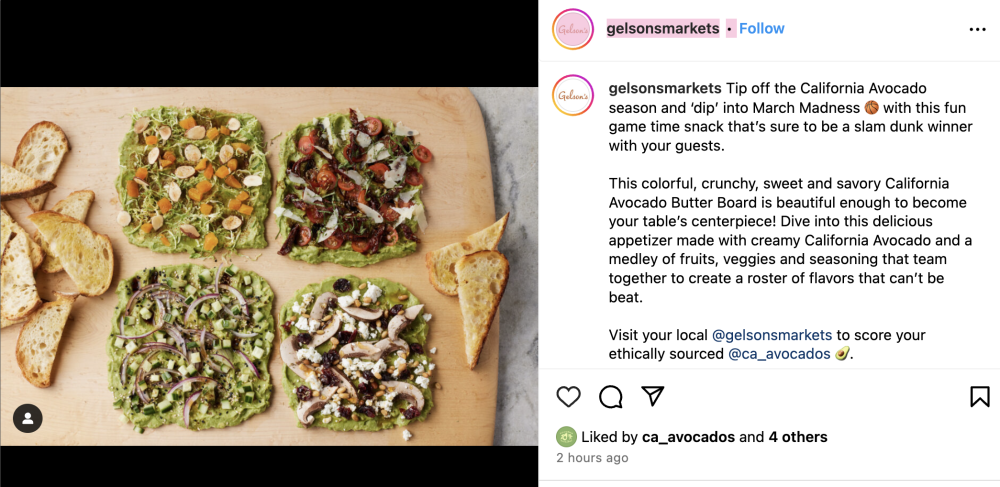 Gelson’s kicked off California avocado season and a celebration of college basketball tournament games by sharing a delicious recipe idea on their Instagram and Facebook platforms.