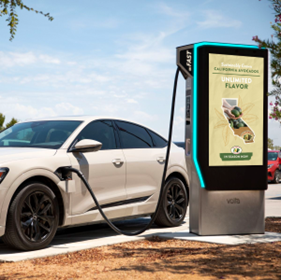 Volta charging stations feature California avocado ads in high pedestrian traffic areas near retailers who merchandise the fruit.