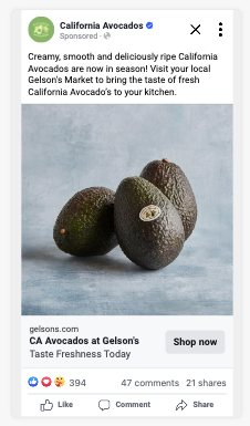 Gelsons CA avocado social post