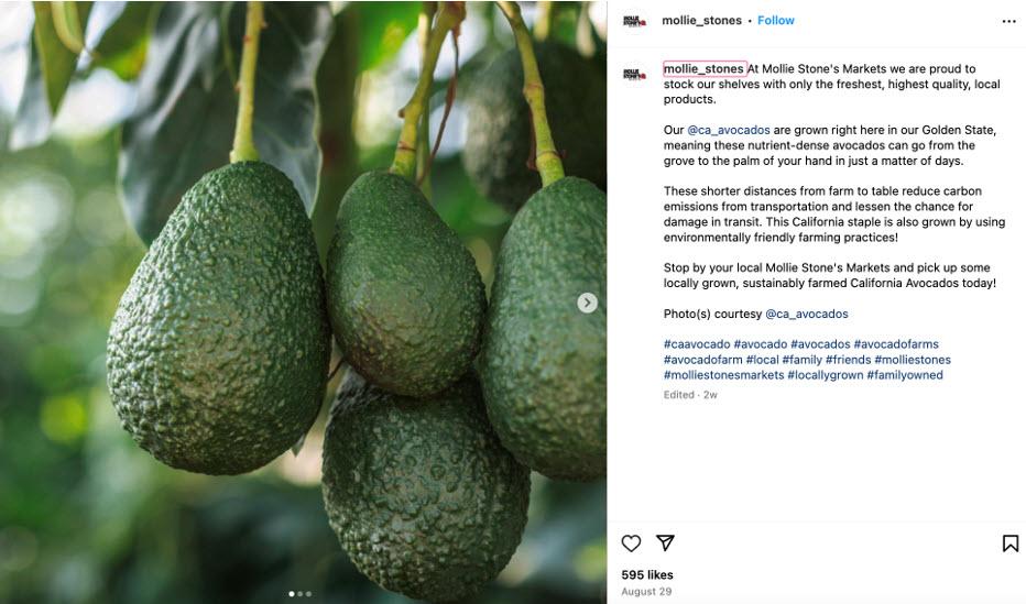 Mollie Stones CA avocado social post