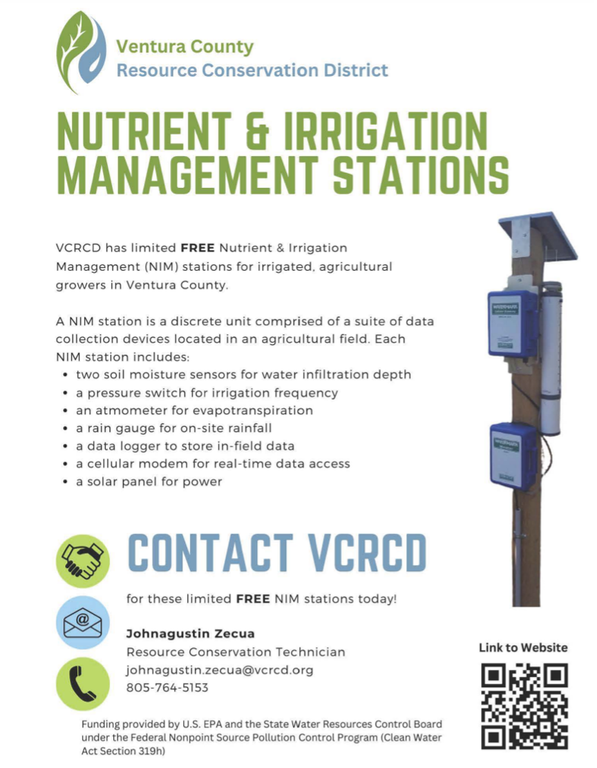 The Ventura County Resource Conservation District has a limited number of free Nutrient and Irrigation Management Stations available. 