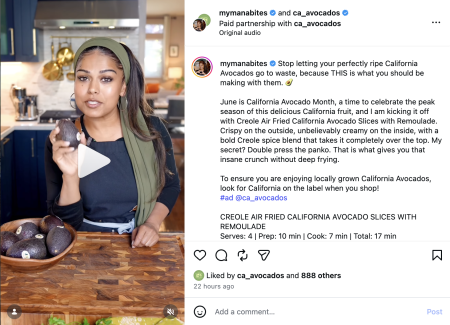 Influencer showcasing California Avocado Month
