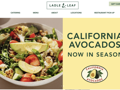 The California Avocados brand logo was featured prominently on the Ladle & Leaf website throughout the June-July promotional period.