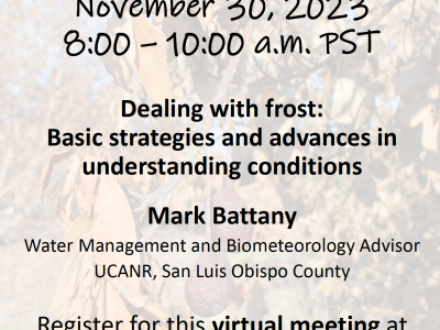 The Avocado Café is hosting a new free webinar entitled, “Dealing with frost: basic strategies and advances in understanding conditions.” 