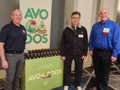 Terry Splane and Jeff Oberman with John Fujii (Gelson’s) in front of the Commission’s display bin.