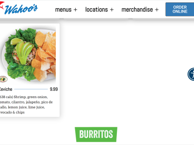 The California Avocados brand logo was showcased next to the chain’s popular ceviche dish on Wahoo’s Fish Taco’s website.