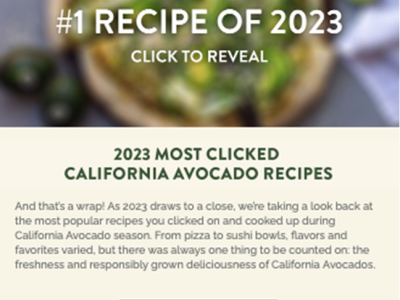 At the end of the year, subscribers received an email showcasing the most popular (clicked on) recipes of 2023.