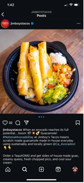 Jimboy’s Tacos’ social media post